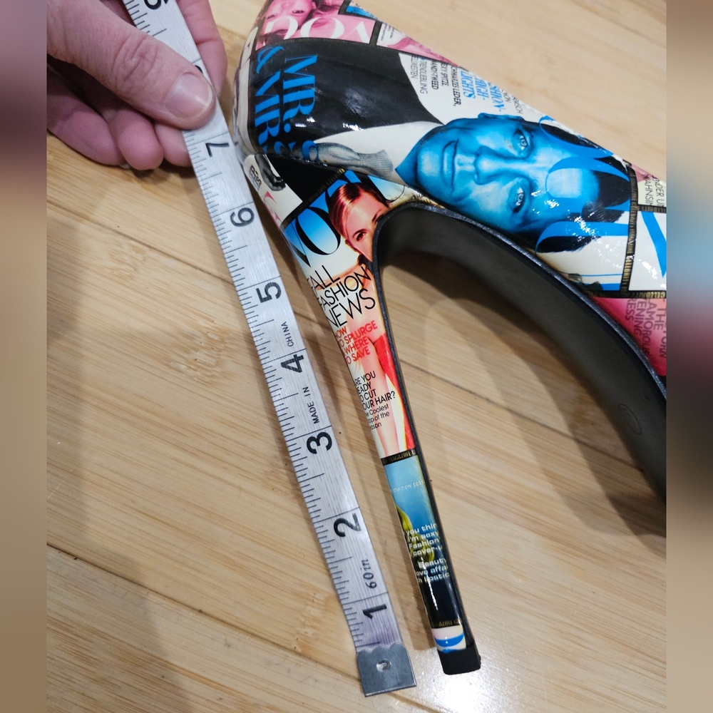 Unique Liliana Magazine Vogue Multi Color Print Platform High Heels Pumps Shoe 9 - Picture 11 of 11